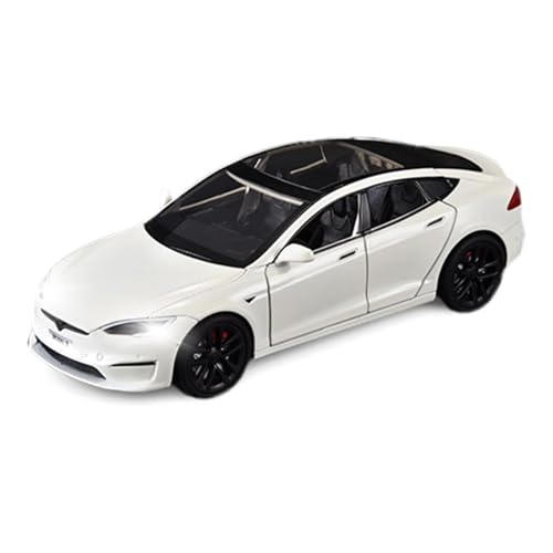 Für 1/24 Model S Spielzeugautos Legierung Diecast Modellauto Zurückziehen Modellauto Mit Licht(White) von GUOXUN