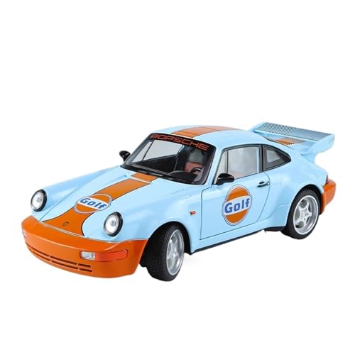 Für: 1:24 911 964 Carrera RS Legierung Auto Druckguss Spielzeug Fahrzeuge Auto Modell Sound Und Licht Pull Back Auto Spielzeug(Blue) von GUOXUN