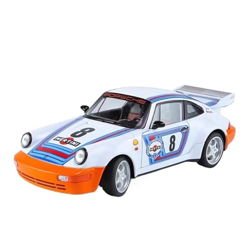 Für: 1:24 911 964 Carrera RS Legierung Auto Druckguss Spielzeug Fahrzeuge Auto Modell Sound Und Licht Pull Back Auto Spielzeug(White) von GUOXUN