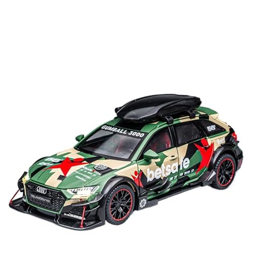 Für: RS6 BETSAFE CAMO Edition, Automodell Aus Leichtmetall Im Maßstab 1/24, Mit Hochsimulierter Pullback-Sound- Und Lichtfunktion(Green) von GUOXUN