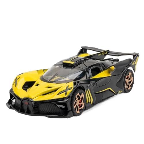 GUOXUN 1/32 Für Bugatti Bolide Sportmodellauto Zinklegierung Rückziehspielzeugauto Mit Ton Und Licht Als Geschenk Für Kinder Jungen Und Mädchen(Yellow) von GUOXUN