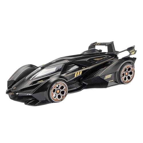 GUOXUN 1:22 Neue V12GT Legierung Sport Auto Simulation Auto Modell Ornamente Sound Und Licht Junge Spielzeug Auto(1:22 black) von GUOXUN