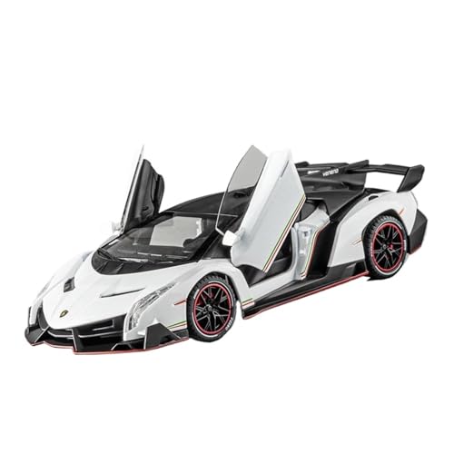 GUOXUN 1:24 Für Lamborghini Veneno Automodell Pull Back Autospielzeug Mit Sound Und Licht Zinklegierung Karosserie(White) von GUOXUN