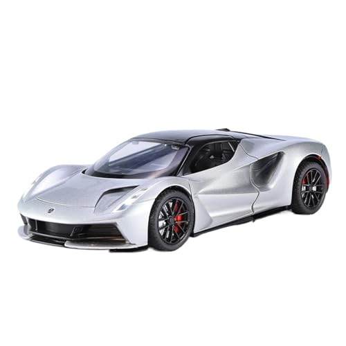 GUOXUN 1:24 Für Lotus EVIJA Legierung Sound Und Licht Pull Back Allradantrieb Stoßdämpfung Vorderradlenkung Modell(Silver) von GUOXUN