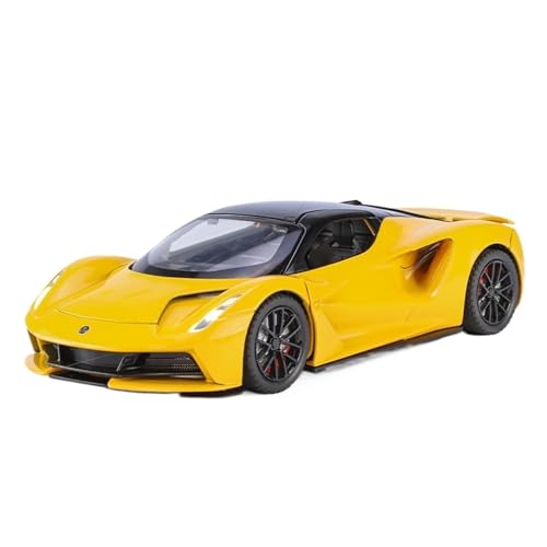 GUOXUN 1:24 Für Lotus EVIJA Legierung Sound Und Licht Pull Back Allradantrieb Stoßdämpfung Vorderradlenkung Modell(Yellow) von GUOXUN