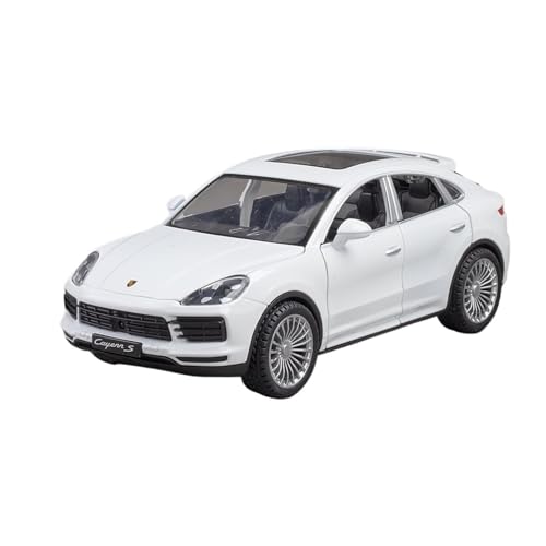 GUOXUN 1:24 Für Pors-che Cayenne Automodell Pull Back Autospielzeug Mit Sound Und Licht Zinklegierung Karosserie(White) von GUOXUN