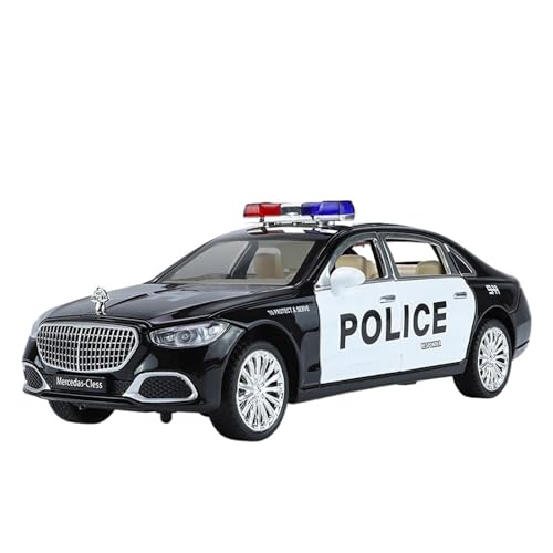 GUOXUN 1:24 Legierung Automodell Für S680 Pull Back Spielzeug Für Kinder Luxusautos 6 Türen Open (Black Police Car) von GUOXUN