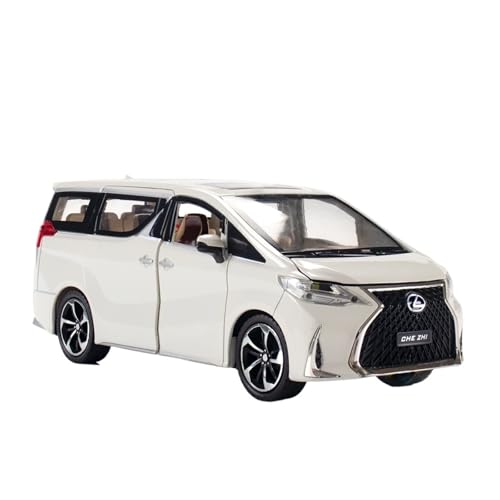 GUOXUN 1:24 Lexus LM300 Seitliche Schiebetüröffnung Simulation Automodell Legierung Sound Und Licht Pullback Spielzeug(White) von GUOXUN