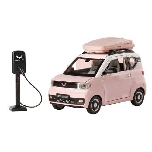 GUOXUN 1:24 Wuling Mini EV Sound und Licht Pull Back Legierung Automodell mit Mehreren Spezifikationen verfügbar(Pink Charging Pile) von GUOXUN