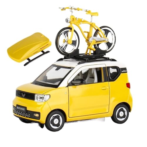 GUOXUN 1:24 Wuling Mini EV Sound und Licht Pull Back Legierung Automodell mit Mehreren Spezifikationen verfügbar(Yellow Bicycle) von GUOXUN