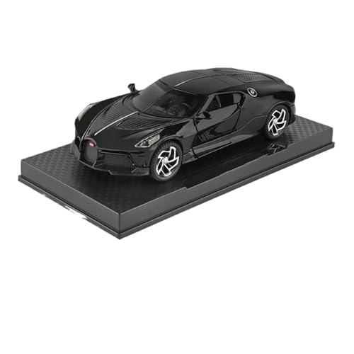 GUOXUN 1:32 Für Bugatti La Voiture Noire Automodell Pull Back Autospielzeug Mit Sound Und Licht Zinklegierung Karosserie(Black 01) von GUOXUN