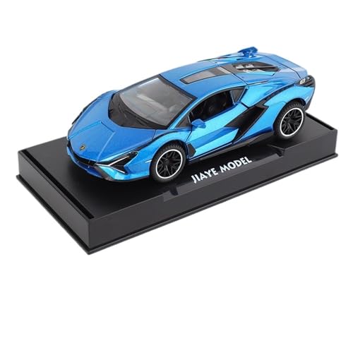 GUOXUN 1:32 Für Lamborghini Sian Automodell Pull Back Autospielzeug Mit Sound Und Licht Zinklegierung Karosserie(Blue) von GUOXUN