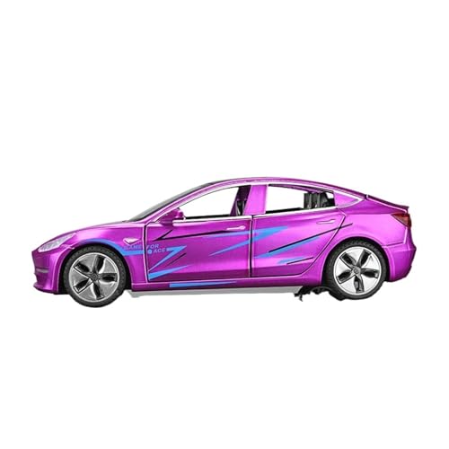 GUOXUN 1:32 Für Model3 Auto Modell Legierung Simulation Auto Modell Junge Spielzeug Auto Kleine Auto Ornamente Kinder Spielzeug(Purple) von GUOXUN