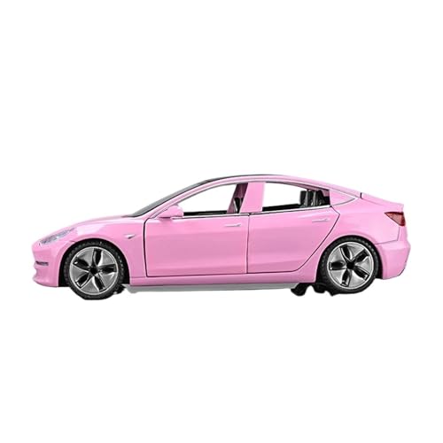 GUOXUN 1:32 Für Model3 Auto Modell Legierung Simulation Auto Modell Junge Spielzeug Auto Kleine Auto Ornamente Kinder Spielzeug(Pink) von GUOXUN