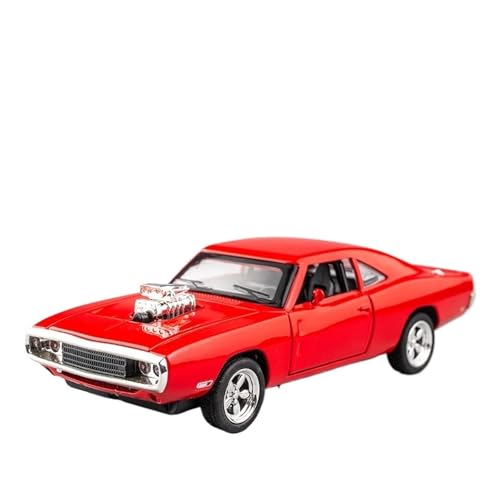 GUOXUN 1:32 Legierungsdruckguss-Automodell für Challenger SRT Pull Back Automodellauto mit Licht und Ton(1970Charger-red) von GUOXUN