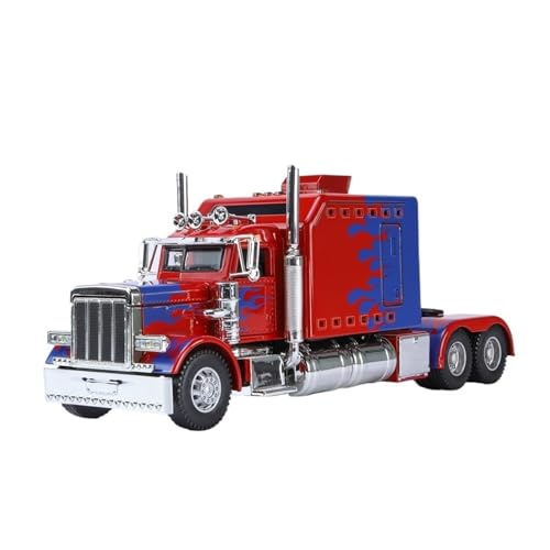 GUOXUN Autospielzeug im Maßstab 1/24 für Peterbilt 389 Legierungsautomodell Ton- und Lichtsimulation exquisites Innendesign Pullback(Red) von GUOXUN