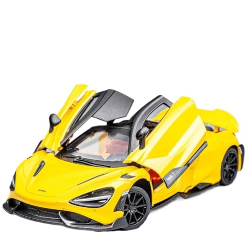 GUOXUN Für 1/24 Legierung Auto Modell Simulation 765LT Blume Sport Auto Modell Spielzeug Sportwagen Mit Sound Und Licht Feedback(Yellow) von GUOXUN