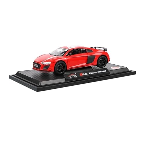 GUOXUN Für 1/24 R8V10 Simulation Auto Modell Legierung Druckguss Prozess Sound Und Licht Zurückziehen Spielzeug(Red) von GUOXUN