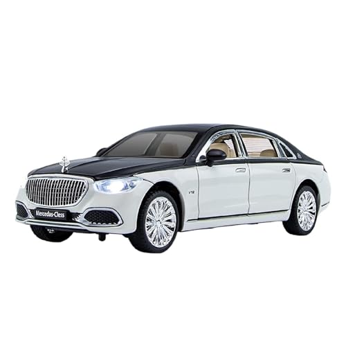 GUOXUN Für 1/24MBH S600 Simulation Auto Modell Legierung Druckguss Prozess Sound Und Licht Zurückziehen Spielzeug(White) von GUOXUN