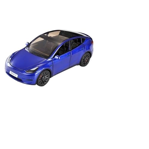 GUOXUN Für 1/24TSL Model Y Simulation Auto Modell Legierung Druckguss Prozess Sound Und Licht Zurückziehen Spielzeug(Blue) von GUOXUN