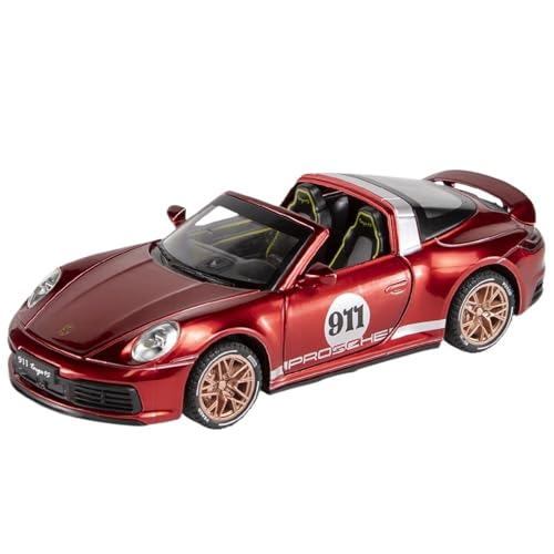 GUOXUN Für 1/32 911Targa4S Alloy Cabrio Sportwagenmodell Außergewöhnliche Textur Langlebiges Und Klassisches Automodell(Red) von GUOXUN