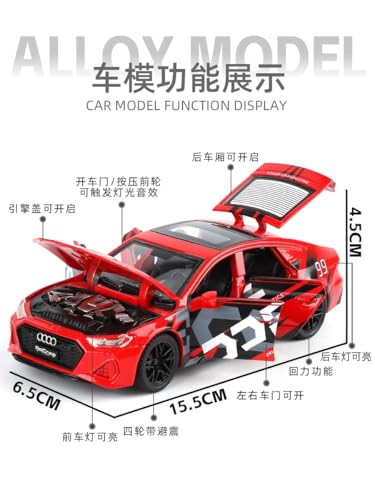 GUOXUN Für 1/32 RS7 Track Version Modell Legierung Spielzeug Sportwagen Mit Sound Und Licht Feedback(White) von GUOXUN