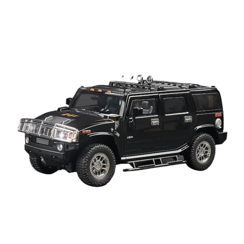 GUOXUN Für 1:18 Simulation HANMA Auto Sound Und Licht Große Metall H2 Geländewagen Modell Sammlung Ornamente(Black) von GUOXUN