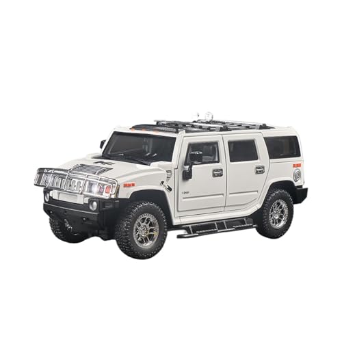 GUOXUN Für 1:18 Simulation HANMA Auto Sound Und Licht Große Metall H2 Geländewagen Modell Sammlung Ornamente(White) von GUOXUN