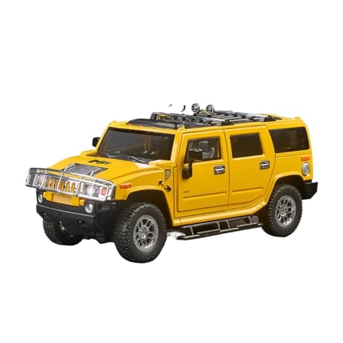 GUOXUN Für 1:18 Simulation HANMA Auto Sound Und Licht Große Metall H2 Geländewagen Modell Sammlung Ornamente(Yellow) von GUOXUN