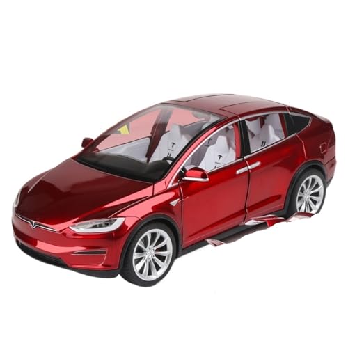 GUOXUN Für 1:20 TESILA Model X Legierung Auto Modell Lenkung Simulation Auto Modell Sammlung Ornamente(Red) von GUOXUN