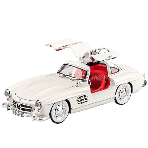 GUOXUN Für 1:24 300sl Auto Modell Ornamente Retro Nostalgische Klassische Auto Legierung Auto Modell Spielzeug Multi-Funktion Simulation Auto Spielzeug(White) von GUOXUN