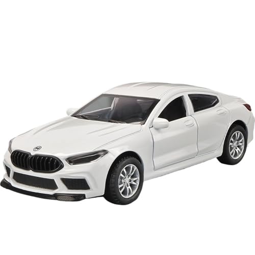 GUOXUN Für 1:32 M8 Legierung Auto Sound Und Licht Tür Öffnung Rebound Kraft Kleine Auto Modell Ornament Limousine Spielzeug Auto(White) von GUOXUN