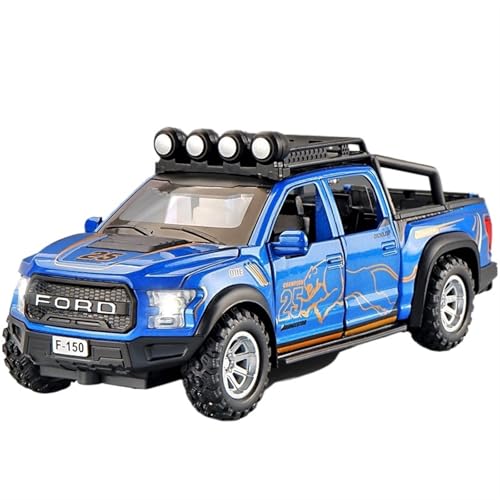 GUOXUN Für 1:32 Pickup Truck Modell Legierung Automodell Spielzeugauto Sammlung Ornamente Licht Sound Back Box Sammlerfreude(Blue) von GUOXUN