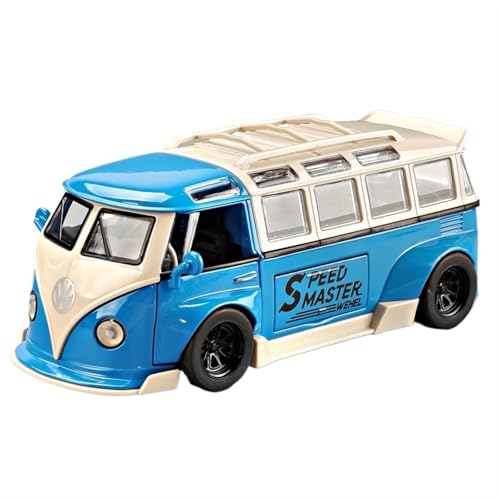 GUOXUN Für Bus T1 Legierung Auto Modell Bus Spielzeugauto Ornament(Blue) von GUOXUN