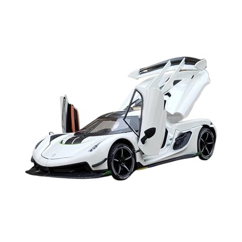 GUOXUN Für Koenigsegg 1:24 Viertürer Sound Und Licht Pullback Simulation Legierung Metall Auto Modell Ornamente(Silver) von GUOXUN