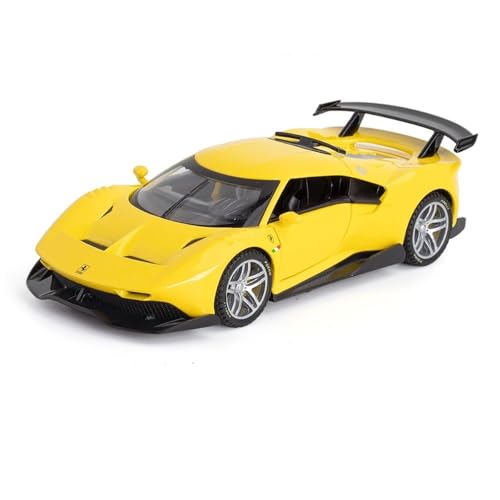 GUOXUN Für SF90 Vertical Car 488 Supercar Modell Sound und Licht zurückziehen Spielzeug Sammlung langlebige Legierung erstaunliche Lichter und Sounds(Yellow) von GUOXUN