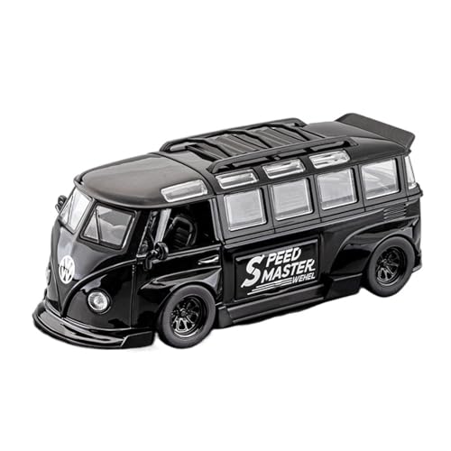 GUOXUN Für T1 Retro Bus Diecast Classic Modifizierte Bus Modell Ornamente Mini Auto Pull-Back-Auto Modell Auto Spielzeug Auto Multi-Funktion Simulation Auto Spielzeug(Black) von GUOXUN