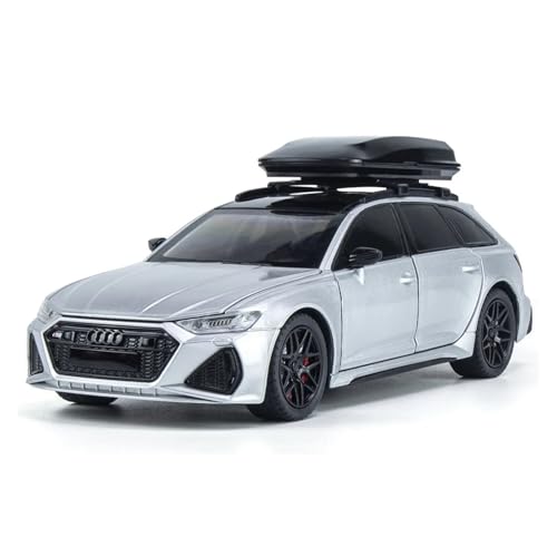 GUOXUN Für: 1:24 Audi RS6 Quattro Kombi, Legierungsspielzeugauto, Modell, Radlenkung, Sound Und Licht, Spielzeug-Sammlerstücke(Chrome) von GUOXUN