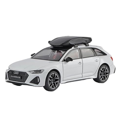 GUOXUN Für: 1:24 Audi RS6 Quattro Kombi, Legierungsspielzeugauto, Modell, Radlenkung, Sound Und Licht, Spielzeug-Sammlerstücke(White) von GUOXUN