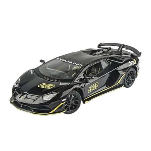 GUOXUN Für: 1:24 Lamborghini Aventador SVJ63 Legierung Auto Druckguss & Spielzeug Fahrzeuge Auto Modell Sound Und Licht Pull Back Auto Spielzeug(Black) von GUOXUN