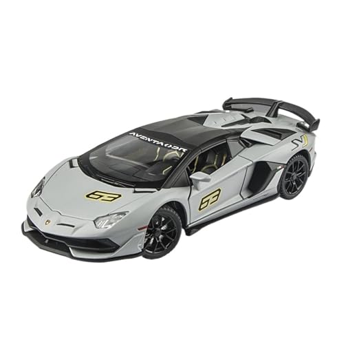 GUOXUN Für: 1:24 Lamborghini Aventador SVJ63 Legierung Auto Druckguss & Spielzeug Fahrzeuge Auto Modell Sound Und Licht Pull Back Auto Spielzeug(Gray) von GUOXUN