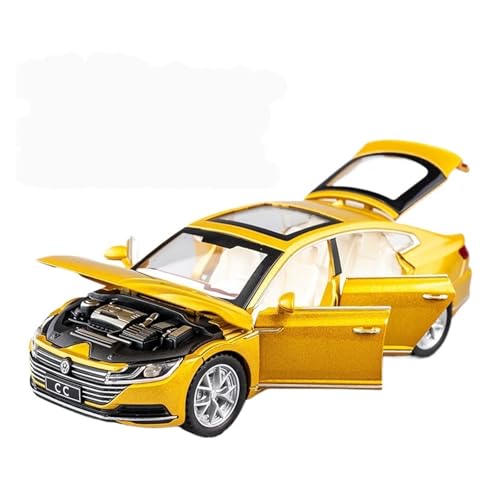 GUOXUN Für: ARTEON CC, Sportwagen-Legierungsmodell Im Maßstab 1/32 Mit Hochsimulierter Pullback-Sound- Und Lichtfunktion(Yellow) von GUOXUN