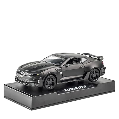 GUOXUN Für: Camaro Sportwagen-Modell Aus Leichtmetall Im Maßstab 1/32 Mit Hochsimulierter Pullback-Sound- Und Lichtfunktion.(Black) von GUOXUN