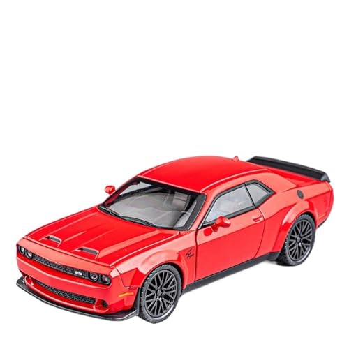 GUOXUN Für: Challenger Hellcat SRT, Sportwagen-Legierungsautomodell Im Maßstab 1/32 Mit Hochsimulierter Pullback-Sound- Und Lichtfunktion(Red) von GUOXUN