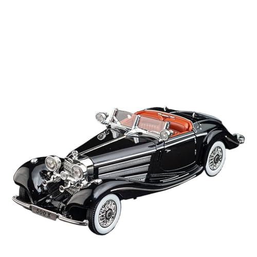 GUOXUN Für: Classic Benz 500K, Automodell Aus Legierung Im Maßstab 1/24, Mit Hochsimulierter Pullback-Sound- Und Lichtfunktion(Black) von GUOXUN