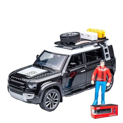 GUOXUN Für: LR Defender, Automodell Aus Legierung Im Maßstab 1/24, Mit Hochsimulierter Pullback-Sound- Und Lichtfunktion(Black) von GUOXUN