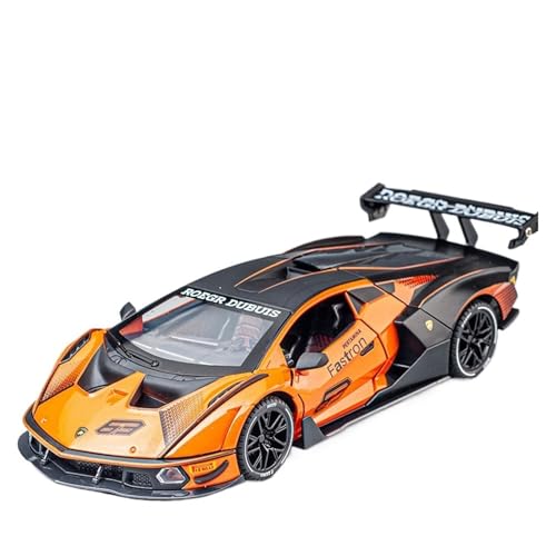 GUOXUN Für: Lambo SCV12 Racing, Legierungsautomodell Im Maßstab 1/24, Mit Hochsimulierter Pullback-Sound- Und Lichtfunktion(Orange) von GUOXUN