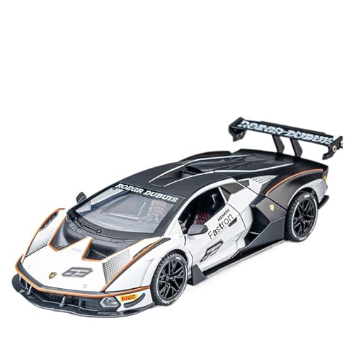 GUOXUN Für: Lambo SCV12 Racing, Legierungsautomodell Im Maßstab 1/24, Mit Hochsimulierter Pullback-Sound- Und Lichtfunktion(White) von GUOXUN