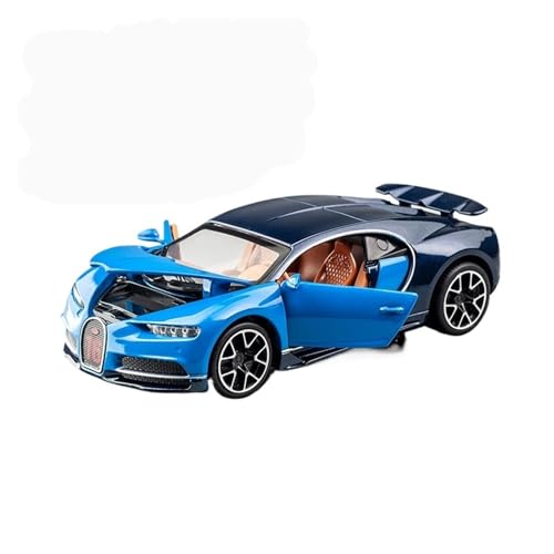 GUOXUN Für: Sportwagenmodell Chiron Im Maßstab 1/32 Aus Leichtmetall Mit Hochsimulierter Pullback-Sound- Und Lichtfunktion.(Blue) von GUOXUN