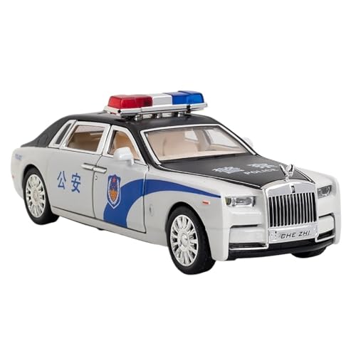 GUOXUN Legierung Auto Modell 1:32 Für Phantom Sound Und Licht Öffnen Tür Spielzeug Für Kinder Polizeiauto (White) von GUOXUN